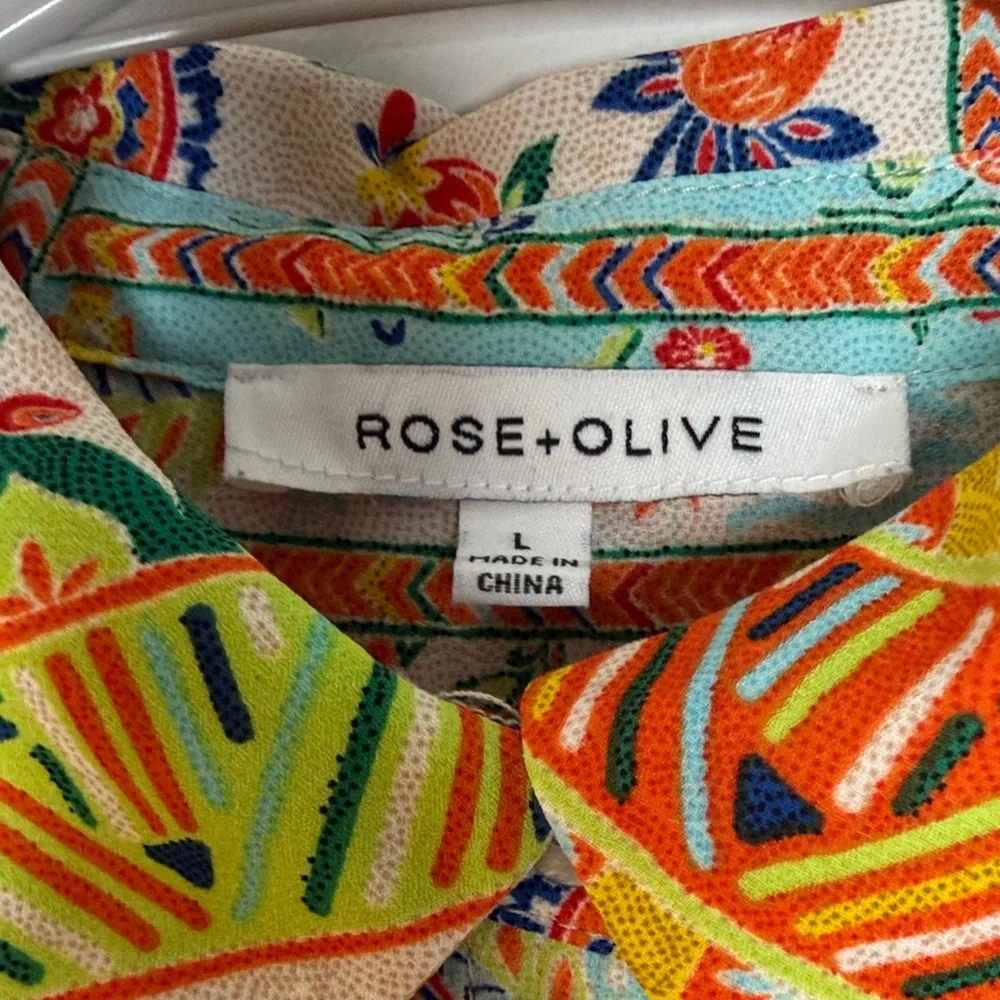 Rose & Olive Multicolor Paisley Button Down Retro Boho Shirt - Picture 3 of 12